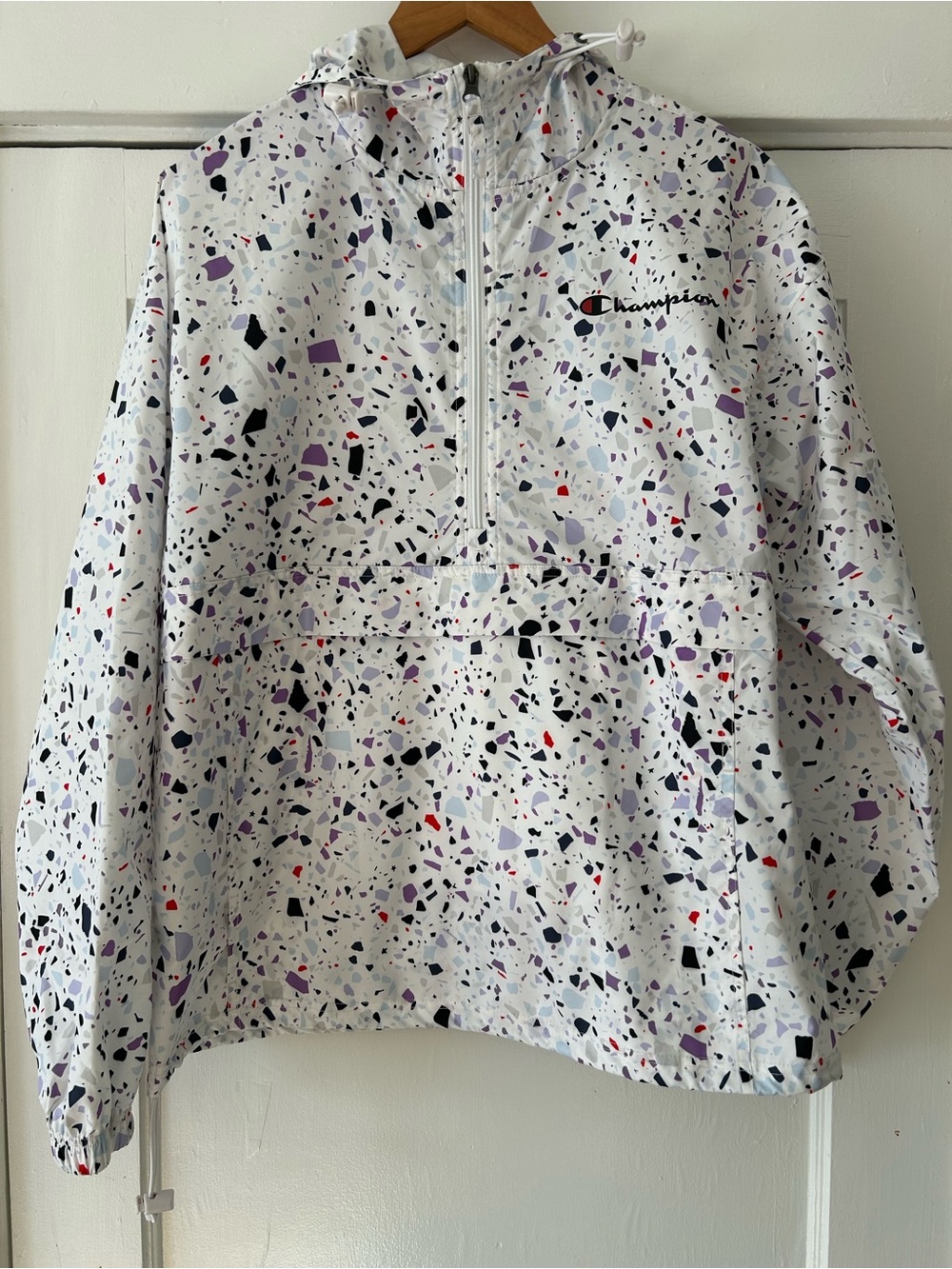 Champion White Terrazzo Print Pullover Jacket